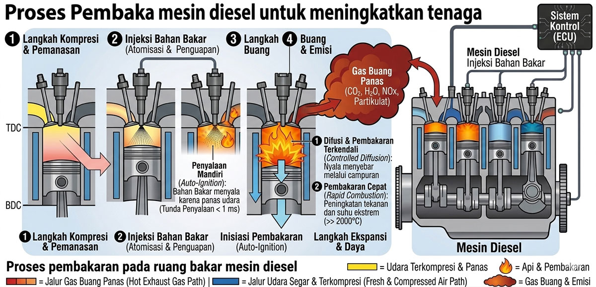 Proses pembakaran pada ruang bakar mesin diesel